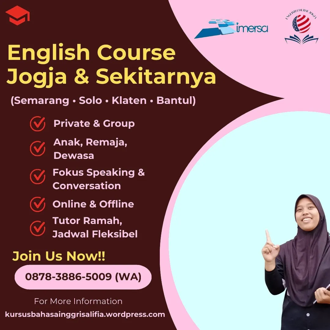 0878-3886-5009 (WA) Lembaga Bahasa Inggris Solo, Les Bahasa Inggris Anak TK di Jogja, Guru Les Bahasa Inggris Semarang, Les Bahasa Inggris di Jogja Terdekat, Tutor Bahasa Inggris Jogja, Bimbingan Belajar Bahasa Inggris di Jogja, Kursus Bahasa Inggris Klaten, Bimbel Bahasa Inggris di Semarang, Belajar Bahasa Inggris di Jogja, Bimbel Bahasa Inggris di Solo