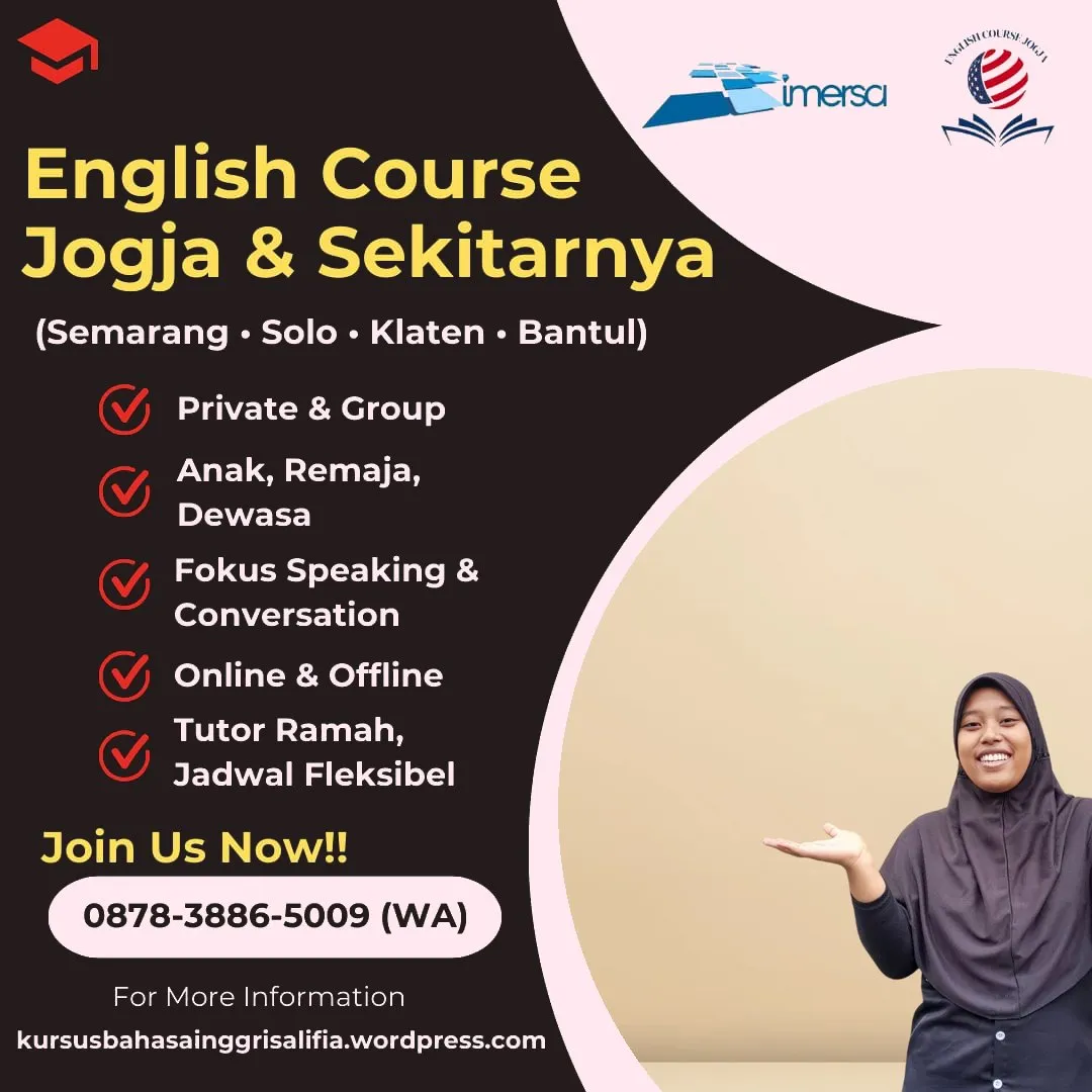 0878-3886-5009 (WA) Tempat Les Bahasa Inggris Solo, Pendidikan Bahasa Inggris Jogja, Bimbingan Belajar Bahasa Inggris di Jogja, Bimbel Bahasa Inggris Jogja, Rekomendasi Les Bahasa Inggris di Solo, Lembaga Bahasa Inggris Jogja, Jogja English Training Alifia, Tempat Les Bahasa Inggris di Klaten, Rekomendasi Kursus Bahasa Inggris di Jogja, Les Privat Bahasa Inggris Semarang