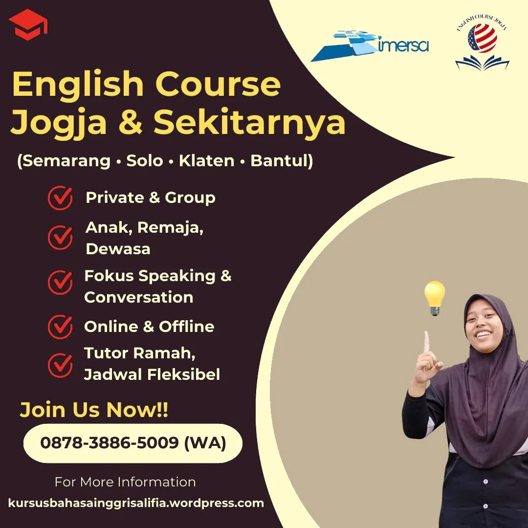 0878-3886-5009 (WA) Kursus Bahasa Inggris Jogja Terbaik, Les Bahasa Inggris di Jogja Sleman, English Cafe Kursus Bahasa Inggris di Semarang, Tempat Les Bahasa Inggris Murah di Jogja, Kursus Bahasa Inggris SMA di Jogja, Les Bahasa Inggris di Jogja dan Harga, Kursus Bahasa Inggris Ungaran Kabupaten Semarang Jawa Tengah, Les Bahasa Inggris Anak di Solo, Kursus Bahasa Inggris Untuk Dewasa di Jogja, Guru Les Bahasa Inggris Jogja
