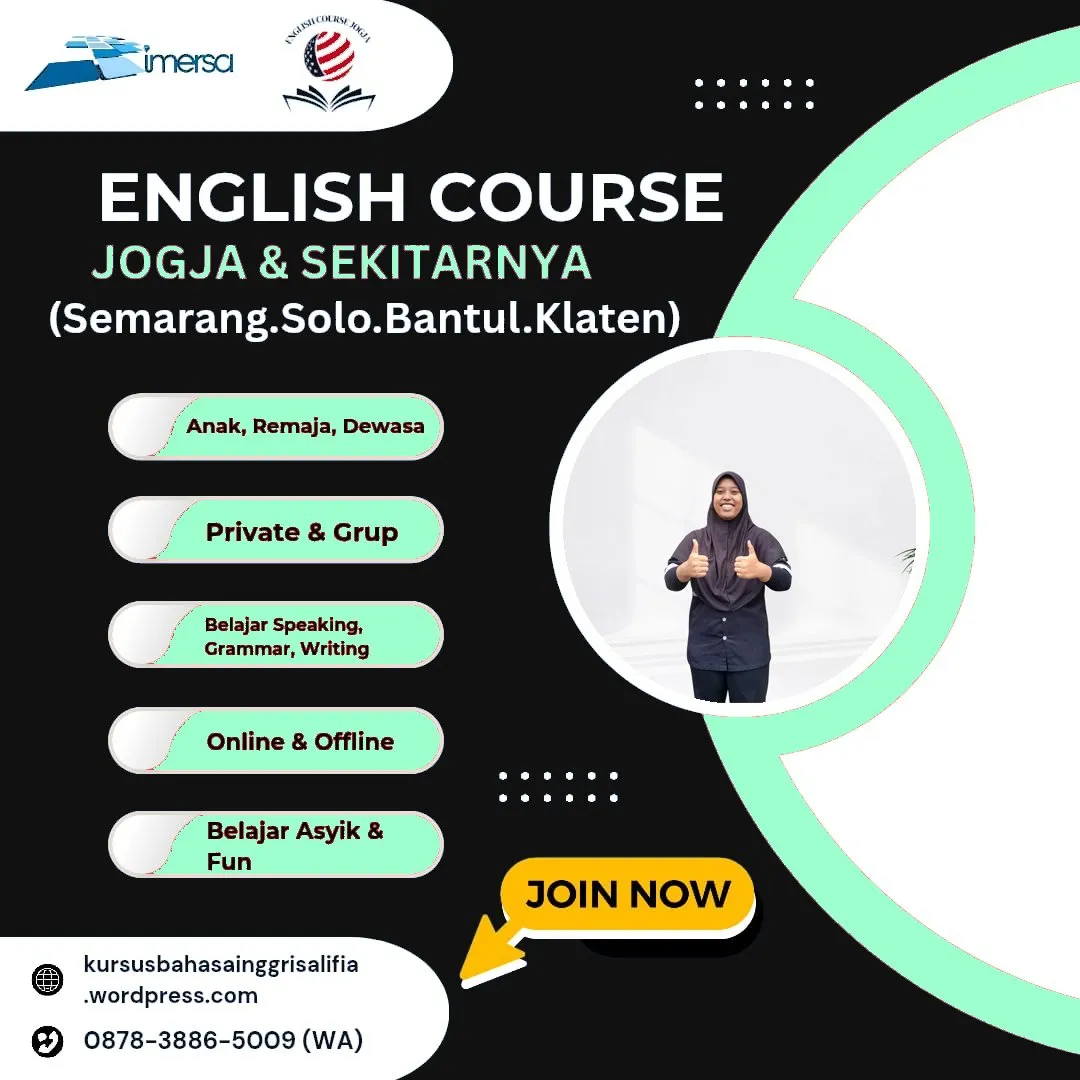 0878-3886-5009 (WA) Kursus Bahasa Inggris Jogja, Les Bahasa Inggris Anak TK di Jogja, Rekomendasi Kursus Bahasa Inggris di Semarang, Kursus Bahasa Inggris Anak Semarang, Les Privat Bahasa Inggris Klaten, Rekomendasi Tempat Les Bahasa Inggris di Jogja, Jasa Translate Bahasa Inggris Jogja, Kursus Bahasa Inggris di Solo, Bimbel Bahasa Inggris Jogja, Kursus Bahasa Inggris di Semarang