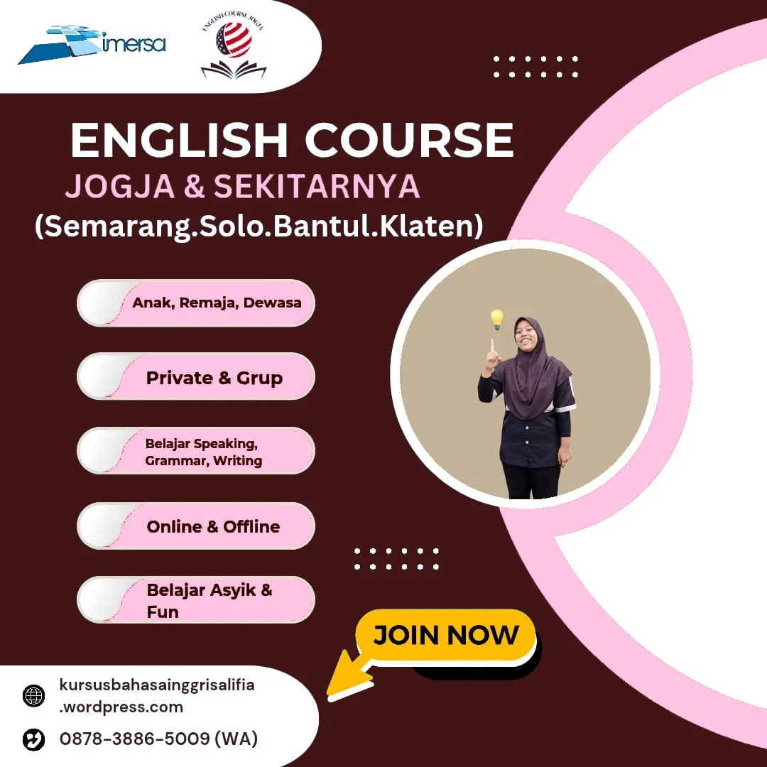 0878-3886-5009 (WA) Kelas Bahasa Inggris Jogja, Kursus Bahasa Inggris Jogja Murah, Bimbel Bahasa Inggris di Jogja, Kursus Bahasa Inggris Anak Jogja, Kursus Conversation Bahasa Inggris di Solo, Rekomendasi Tempat Les Bahasa Inggris di Jogja, Les Bahasa Inggris Semarang, Kursus Bahasa Inggris Anak di Jogja, Tempat Kursus Bahasa Inggris Semarang, Kursus Bahasa Inggris Daerah Bantul