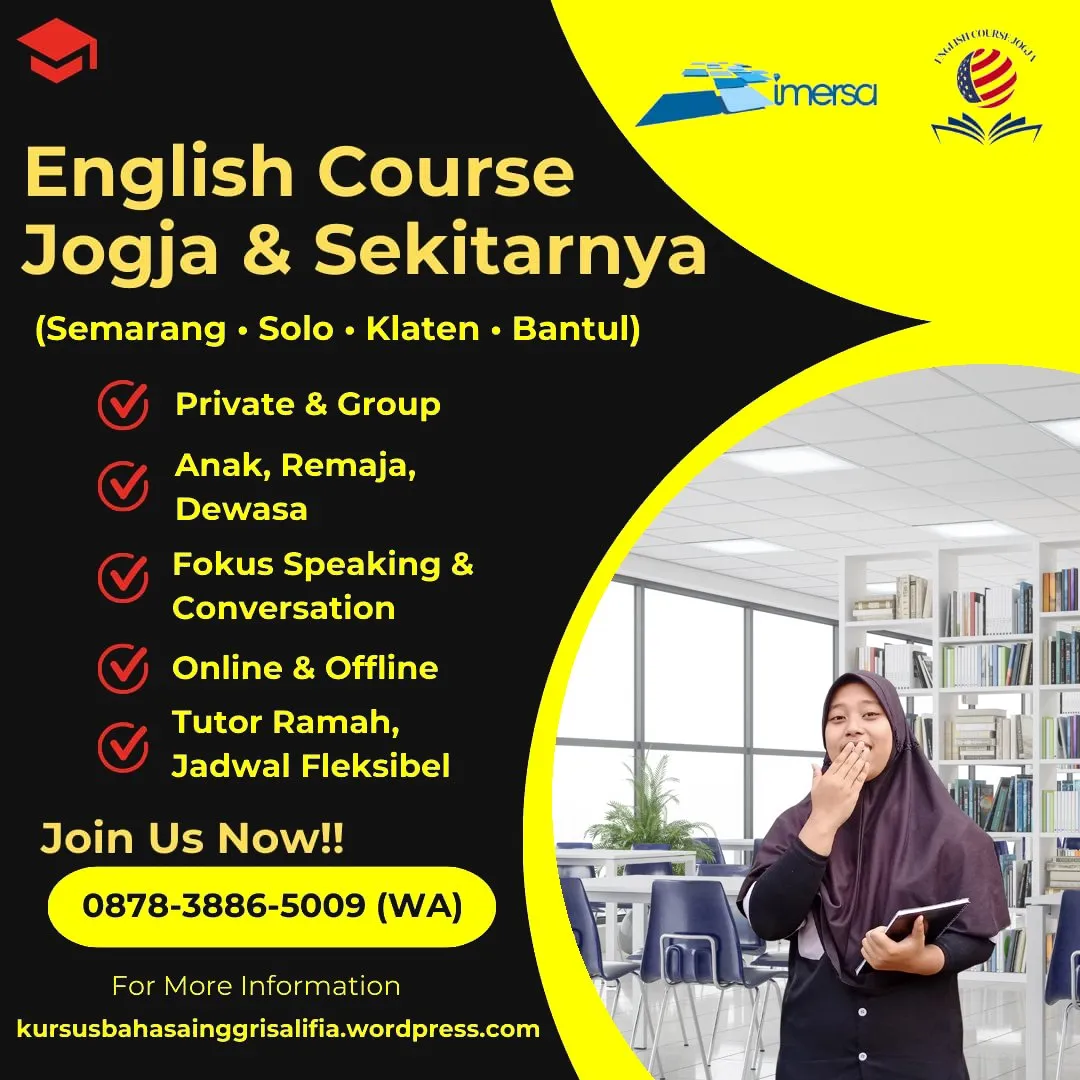 0878-3886-5009 (WA) Belajar Bahasa Inggris Jogja, Guru Bahasa Inggris Semarang, Les Bahasa Inggris di Jogja dan Harga, Sekolah Bahasa Inggris di Semarang, Kursus Bahasa Inggris di Jogja Untuk Mahasiswa, Rekomendasi Les Bahasa Inggris Jogja, Kursus Bahasa Inggris di Ngaliyan Semarang, Jogja English Training Alifia, Les Bahasa Inggris Terbaik di Solo, English Cafe Kursus Bahasa Inggris di Semarang