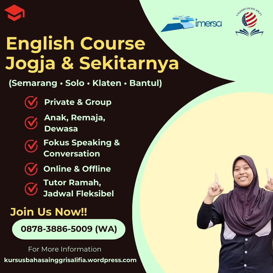 0878-3886-5009 (WA) Kursus Bahasa Inggris Untuk Anak di Jogja, Belajar Bahasa Inggris di Semarang, Kursus Conversation Bahasa Inggris di Solo, Les Privat Bahasa Inggris Jogja, Guru Les Privat Bahasa Inggris di Solo, Kursus Bahasa Inggris Daerah Bantul, Kelas Bahasa Inggris Jogja, Jasa Translate Bahasa Inggris Jogja, Bimbel Bahasa Inggris di Jogja, Kursus Bahasa Inggris di Jogja Murah