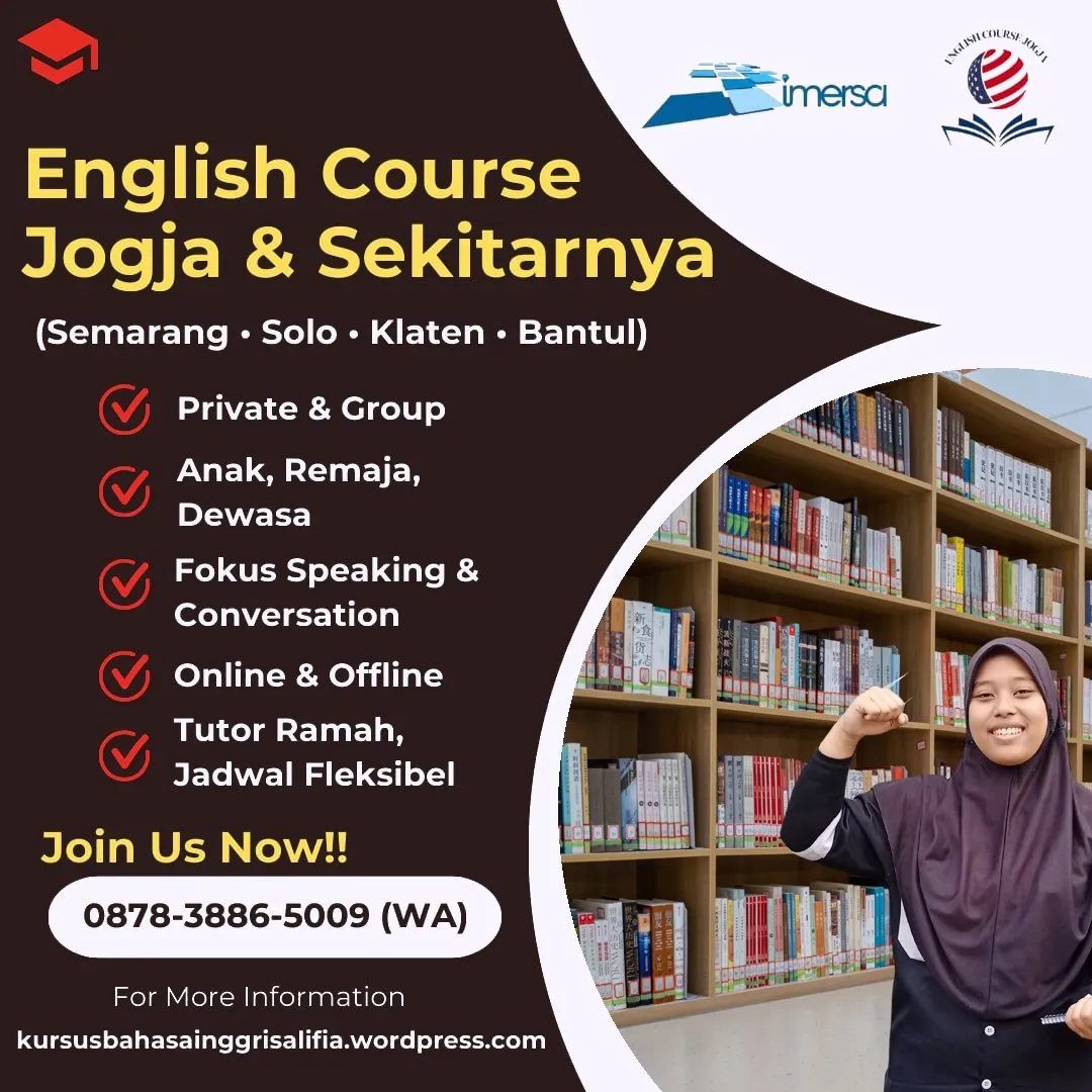 0878-3886-5009 (WA) Les Bahasa Inggris Semarang Terdekat, Kursus Bahasa Inggris di Jogja Online, Pelatihan Bahasa Inggris Jogja, Rekomendasi Kursus Bahasa Inggris di Jogja, Jogja English Training Alifia, Kursus Bahasa Inggris SMA di Jogja, Kursus Bahasa Inggris Dewasa Semarang, Kursus Bahasa Inggris SD di Jogja, Lembaga Bahasa Inggris Solo, Les Privat Bahasa Inggris di Jogja