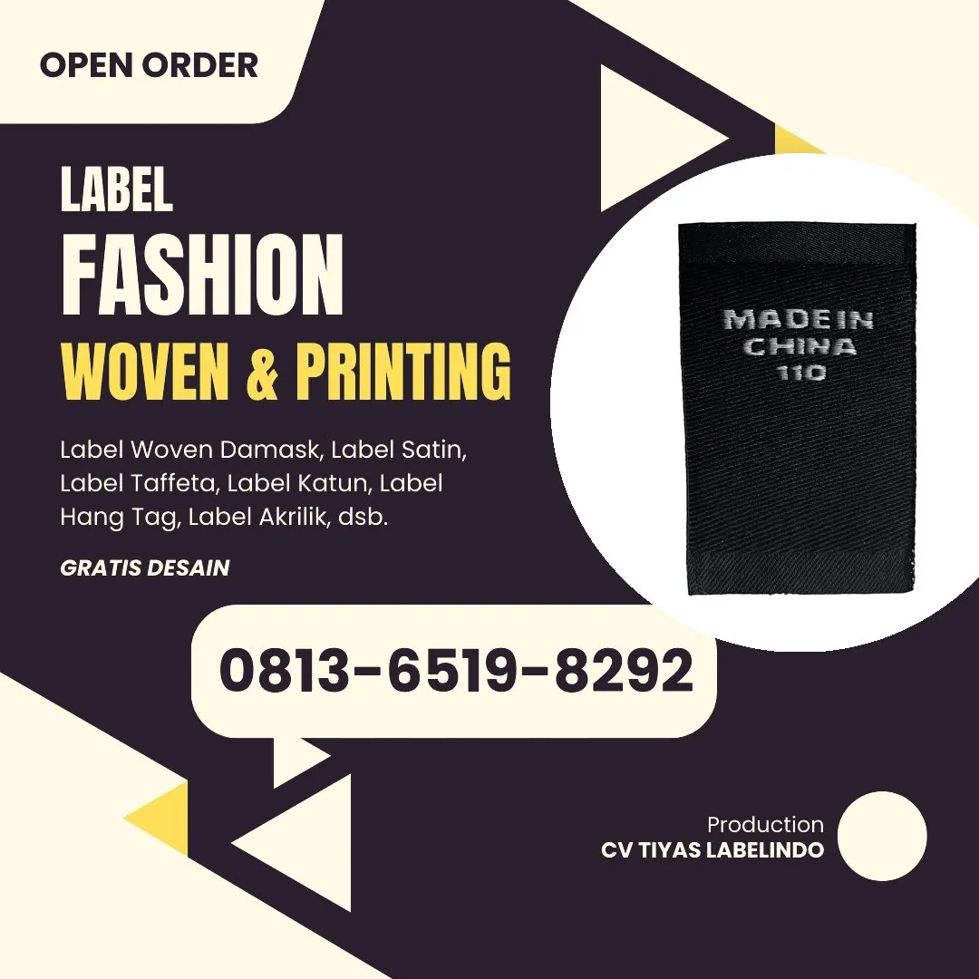 Cetak Label Baju di Lampung Barat, Label Woven Lampung Barat, Bikin Label Baju Lampung Barat, Pembuatan Label Baju Lampung Barat, Pesan Label Merk Baju Lampung Barat Cetak Label Lampung Barat, Label Baju Terdekat Lampung Barat