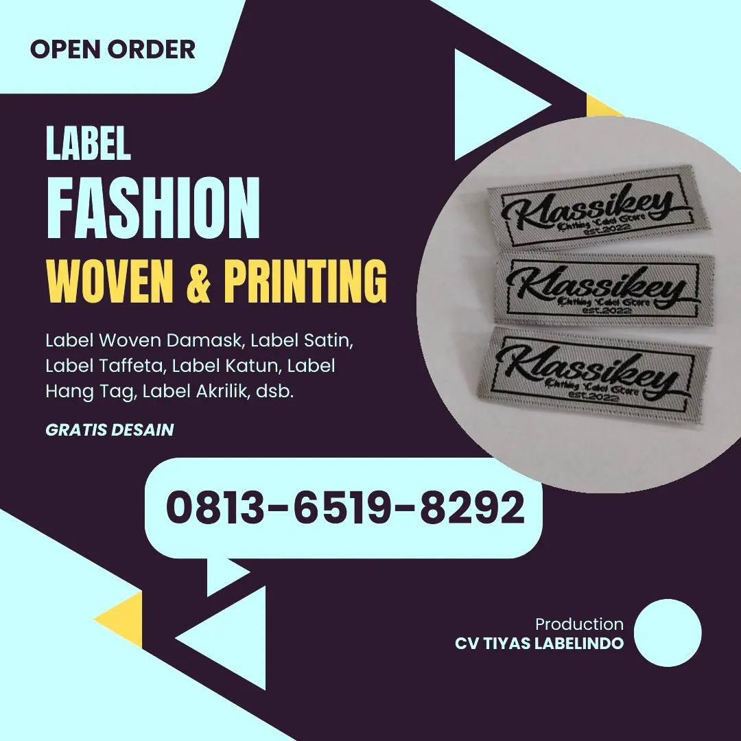 Cetak Label Baju di Bone, Label Woven Bone, Bikin Label Baju Bone, Pembuatan Label Baju Bone, Pesan Label Merk Baju Bone Cetak Label Bone, Label Baju Terdekat Bone