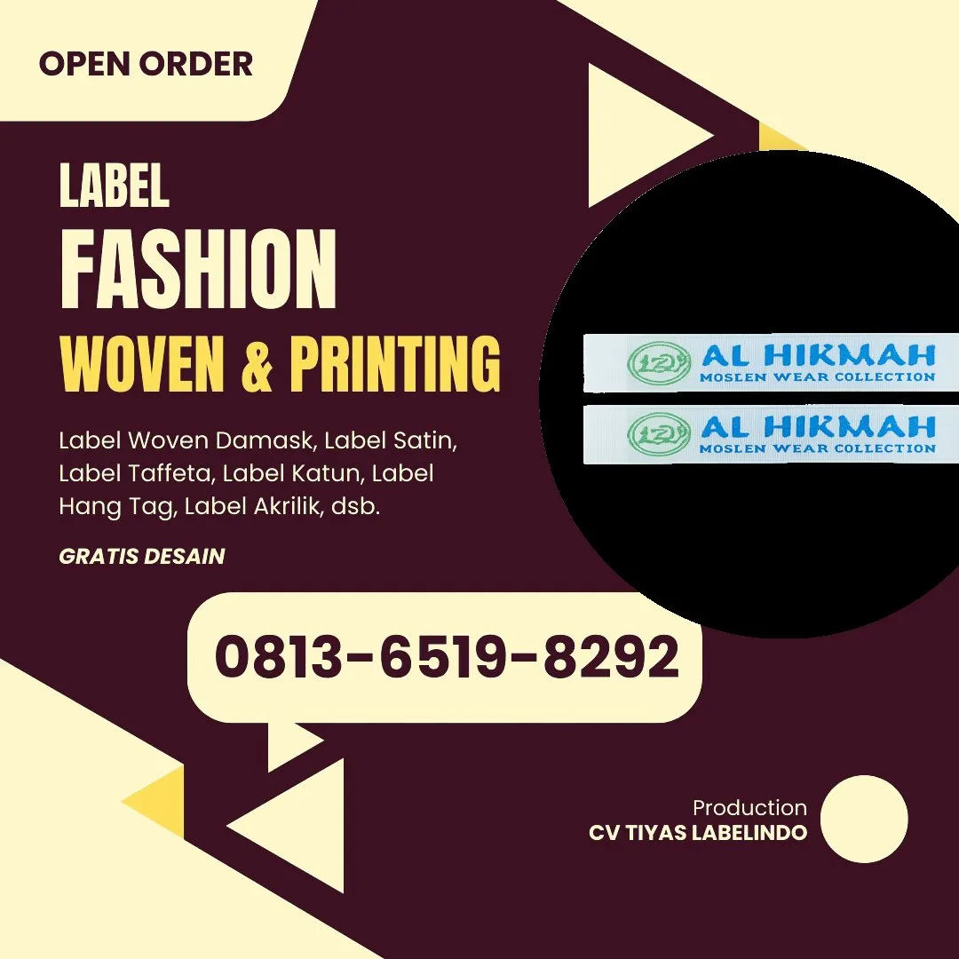 Cetak Label Baju di Kolaka, Label Woven Kolaka, Bikin Label Baju Kolaka, Pembuatan Label Baju Kolaka, Pesan Label Merk Baju Kolaka Cetak Label Kolaka, Label Baju Terdekat Kolaka